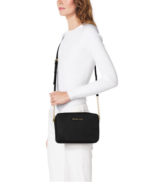 michael kors jet set crossbody zwart zilver|michael kors large jet set.